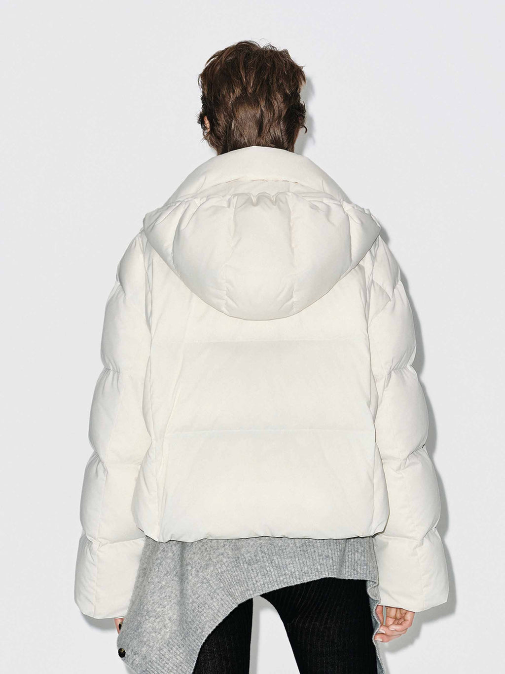 Cropped Hooded Down Jacket