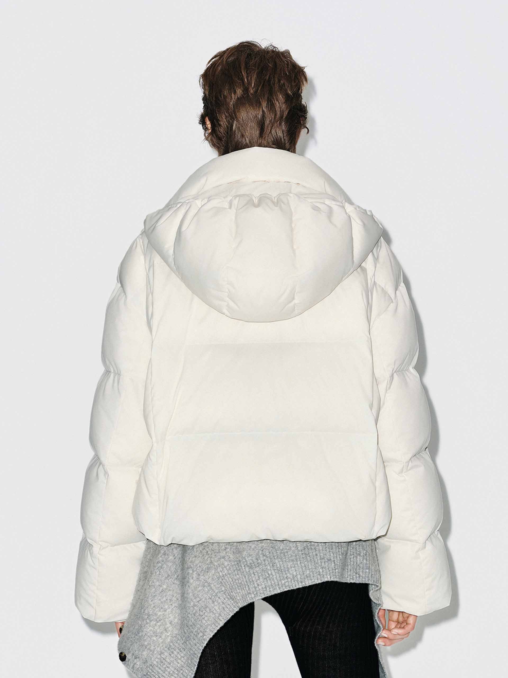 Cropped Hooded Down Jacket