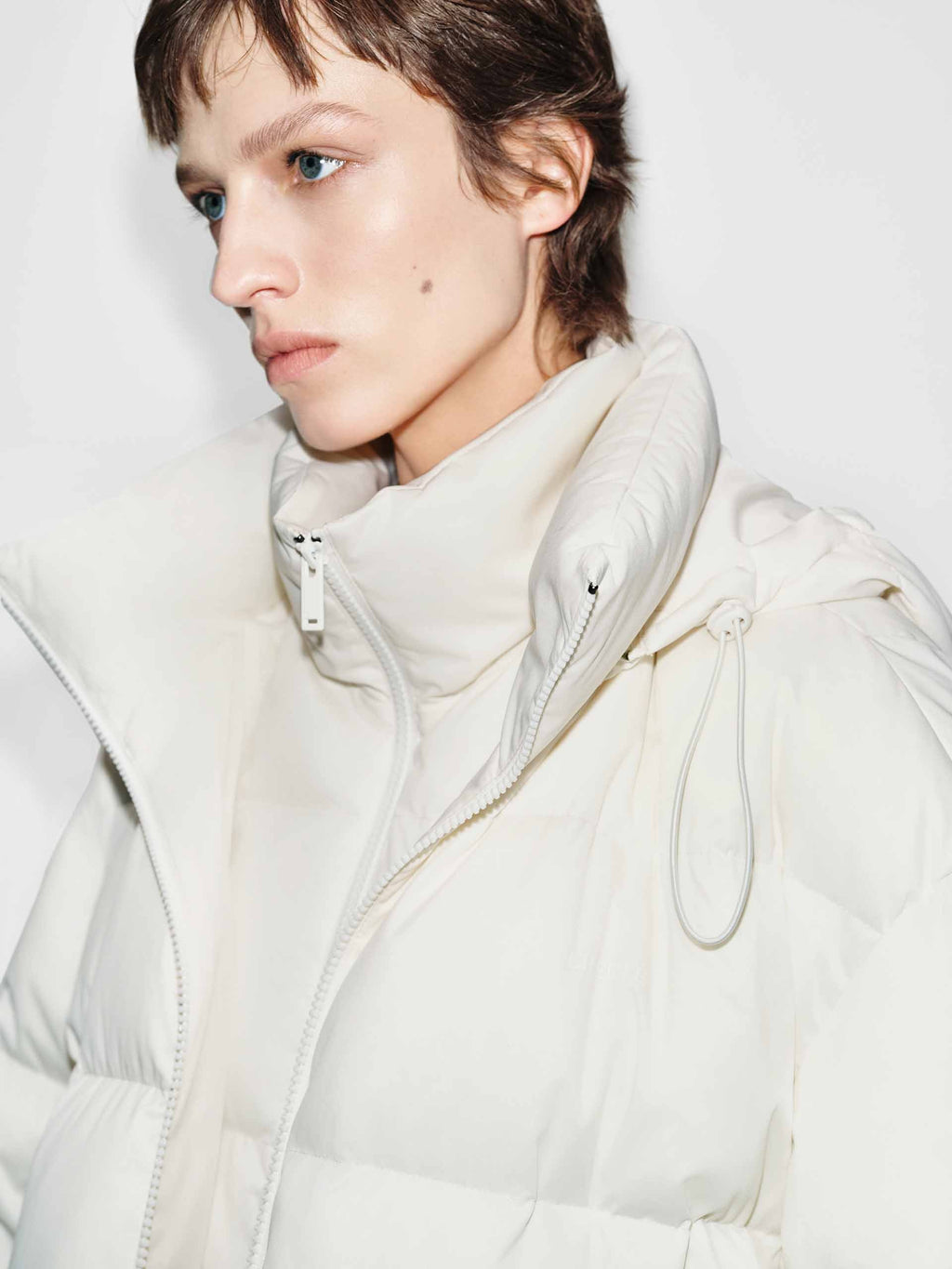 Cropped Hooded Down Jacket
