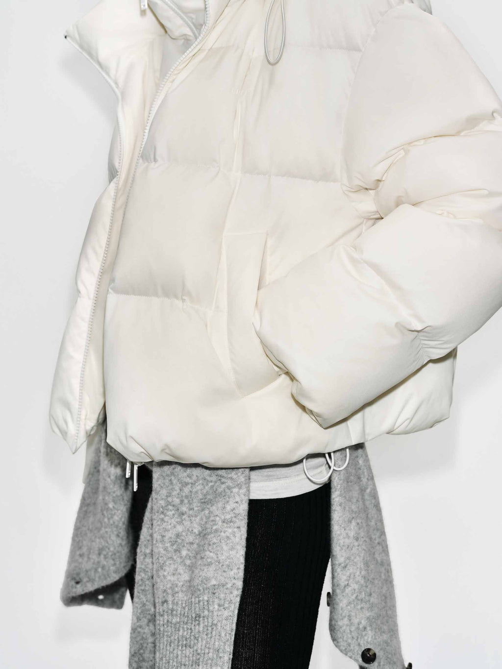 Cropped Hooded Down Jacket