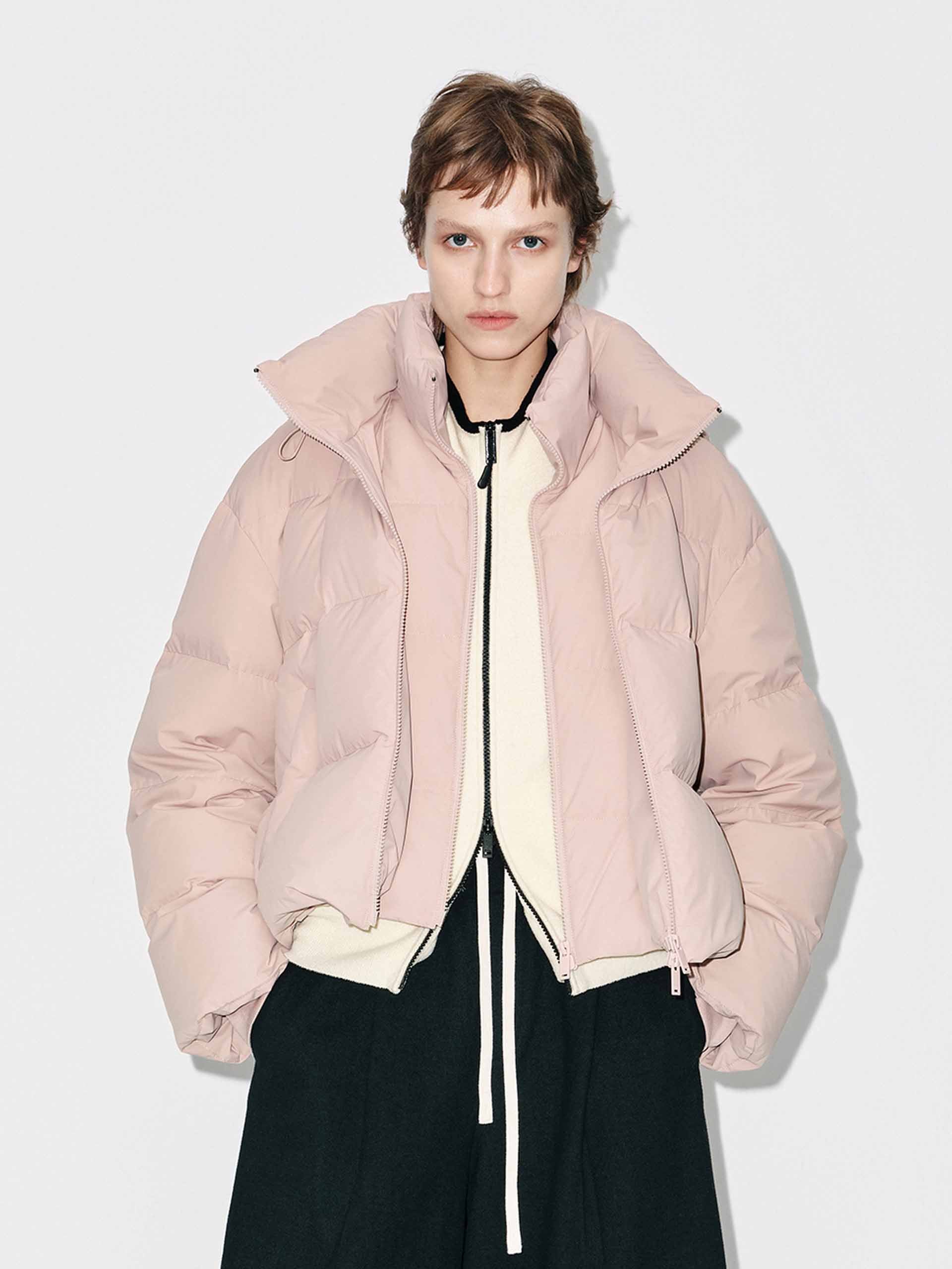 Cropped Hooded Down Jacket