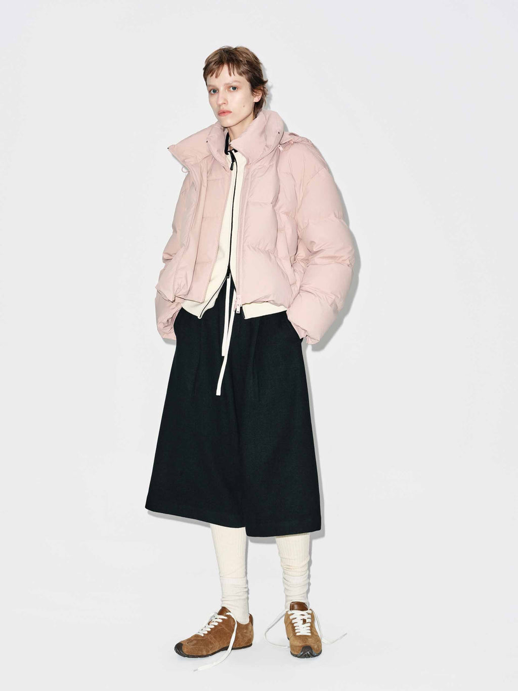 Cropped Hooded Down Jacket