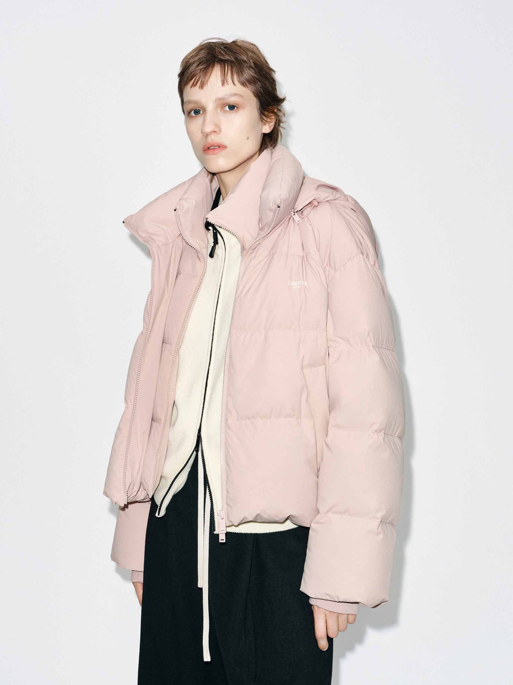 Cropped Hooded Down Jacket