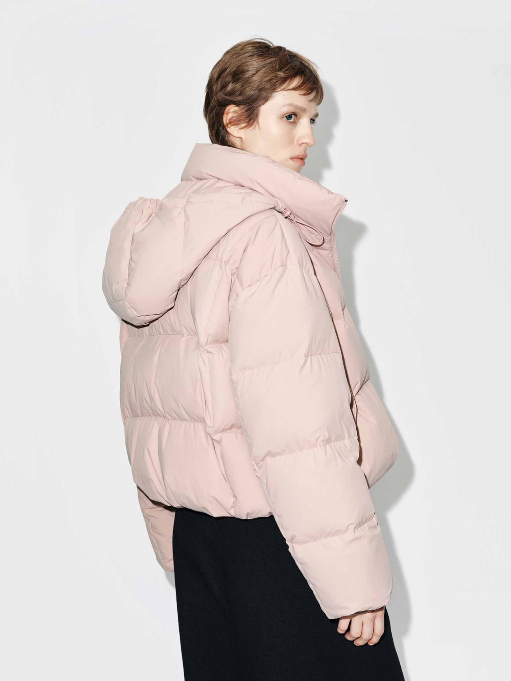 Cropped Hooded Down Jacket