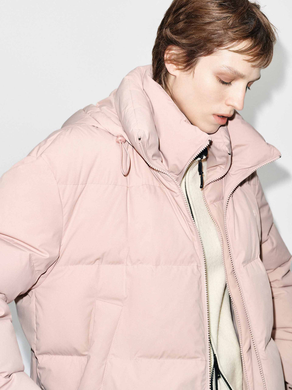 Cropped Hooded Down Jacket