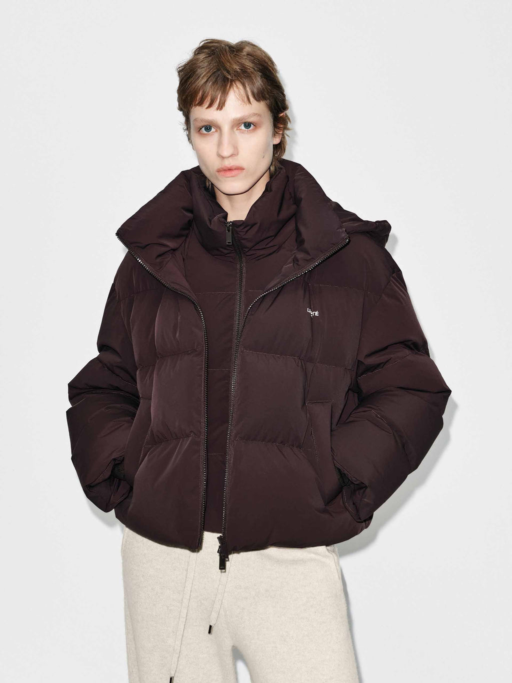 Cropped Hooded Down Jacket