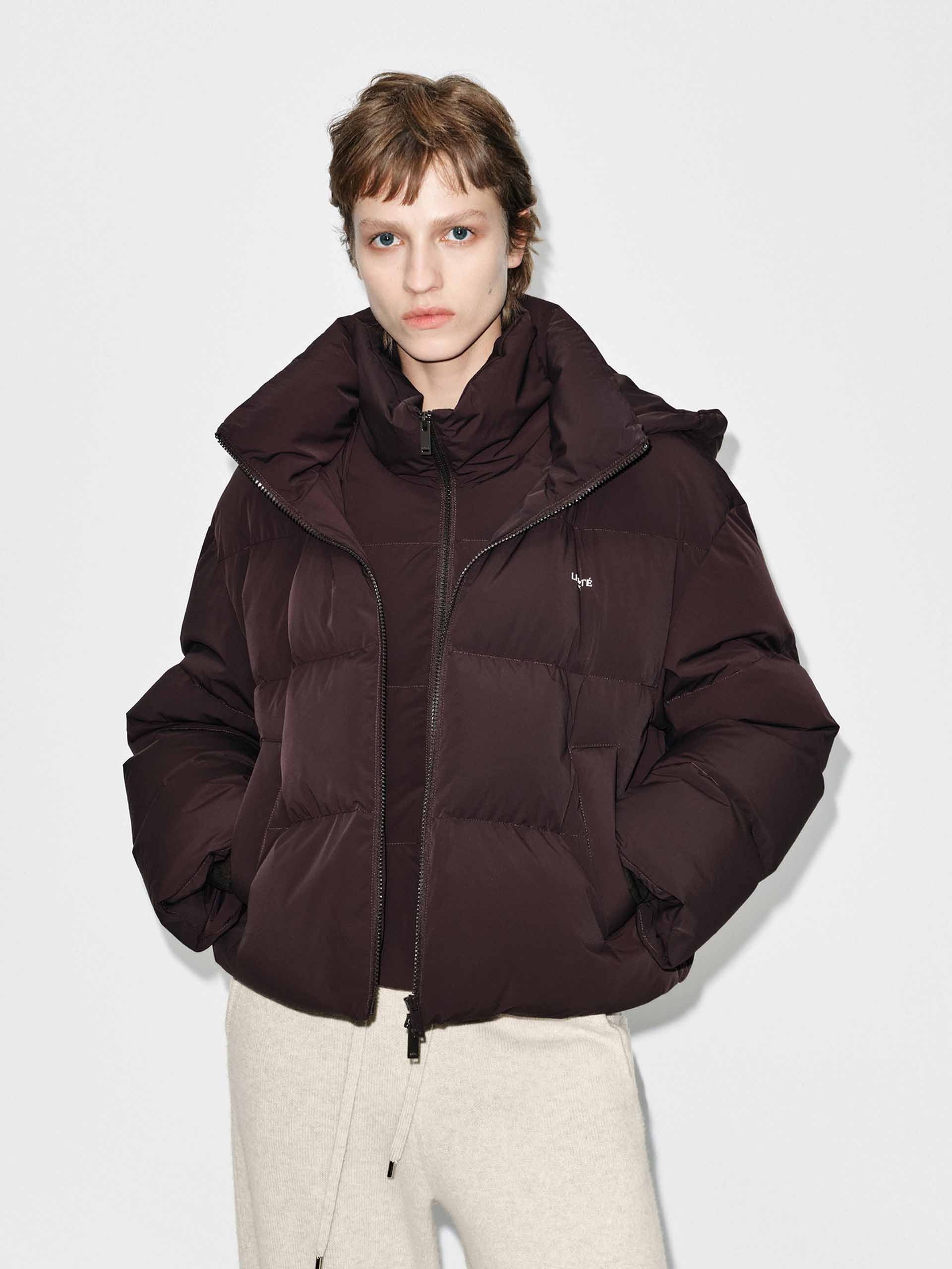 Cropped Hooded Down Jacket