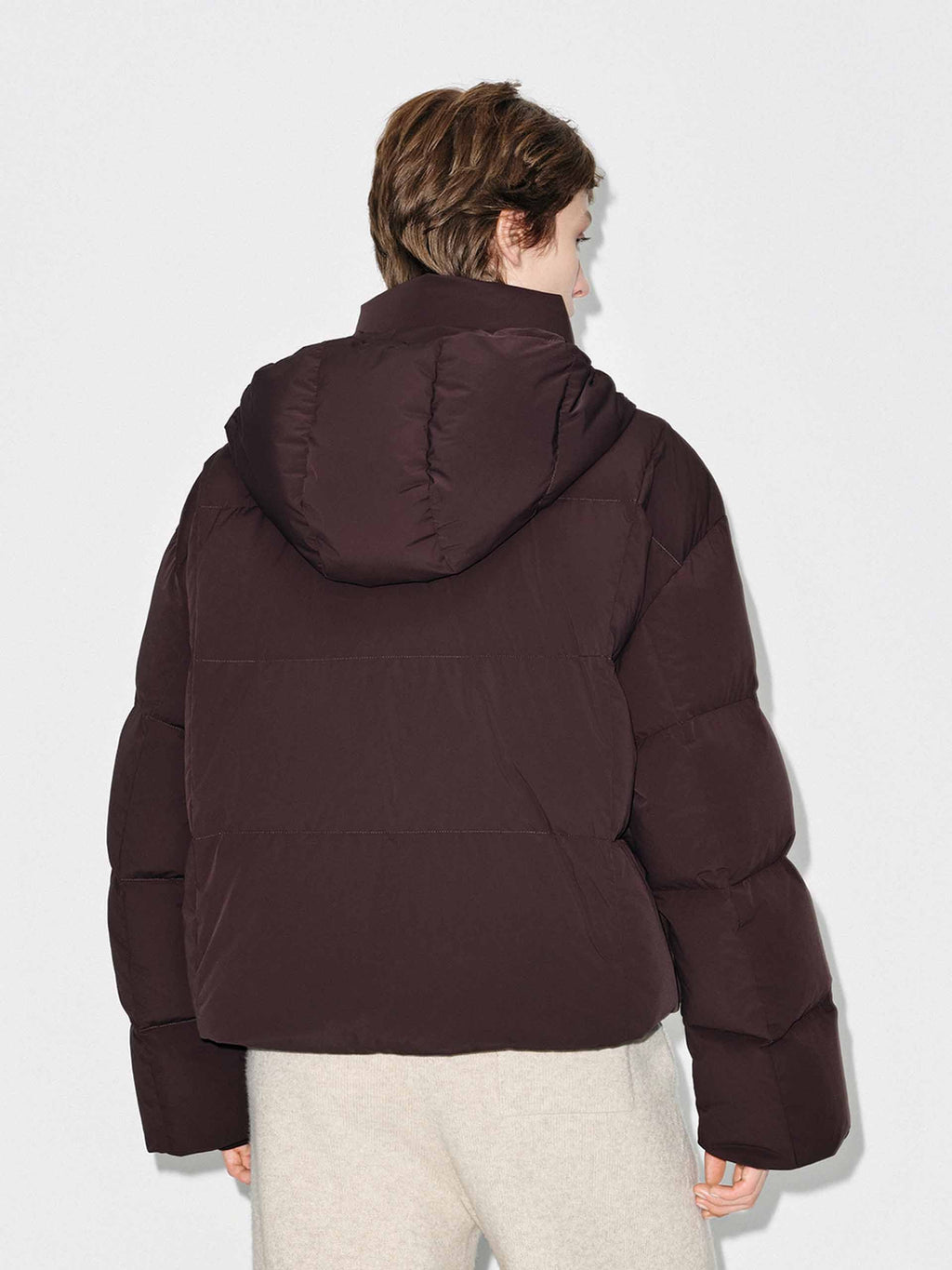 Cropped Hooded Down Jacket