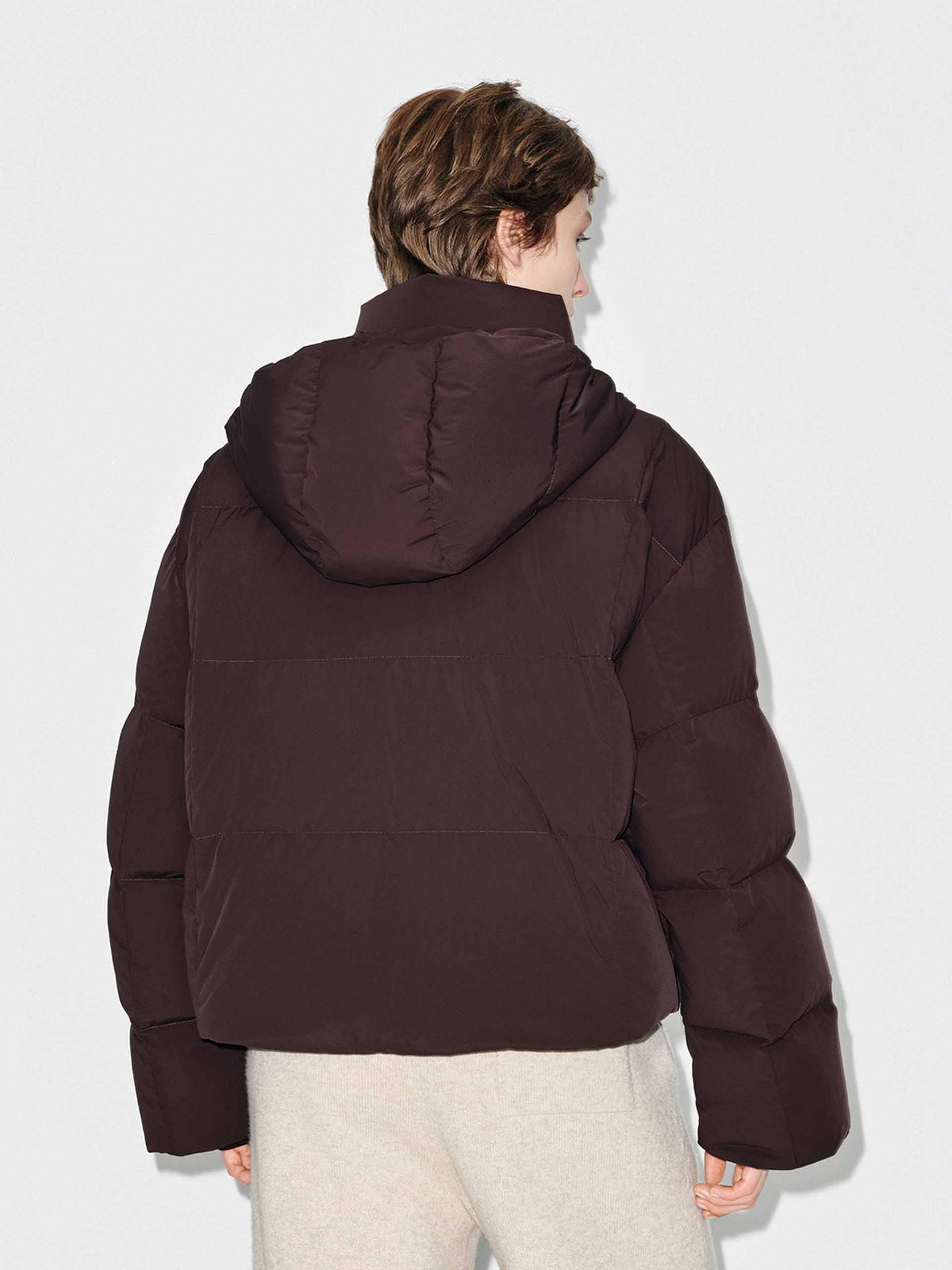 Cropped Hooded Down Jacket