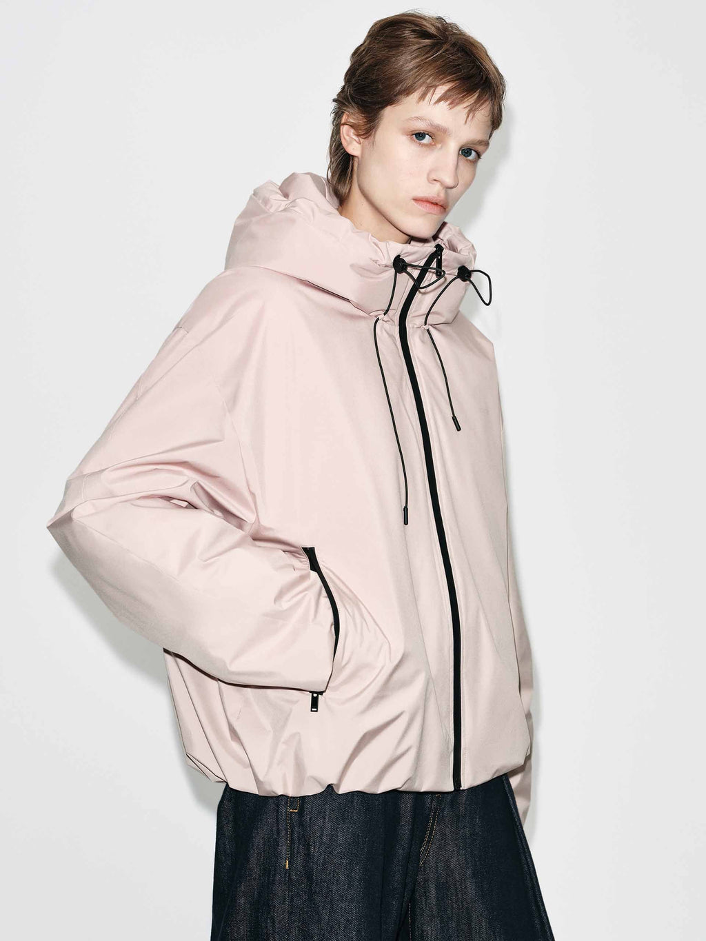 Drawstring Hooded Down Jacket