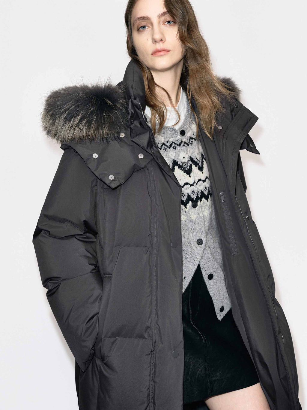 Fur Collar Long Down Jacket