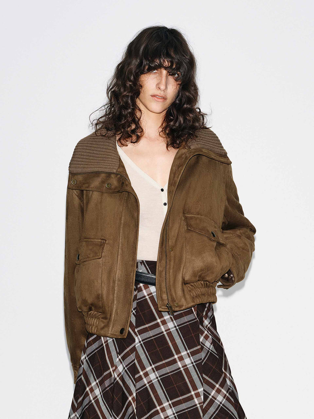 Cropped Zipper Down Jacket