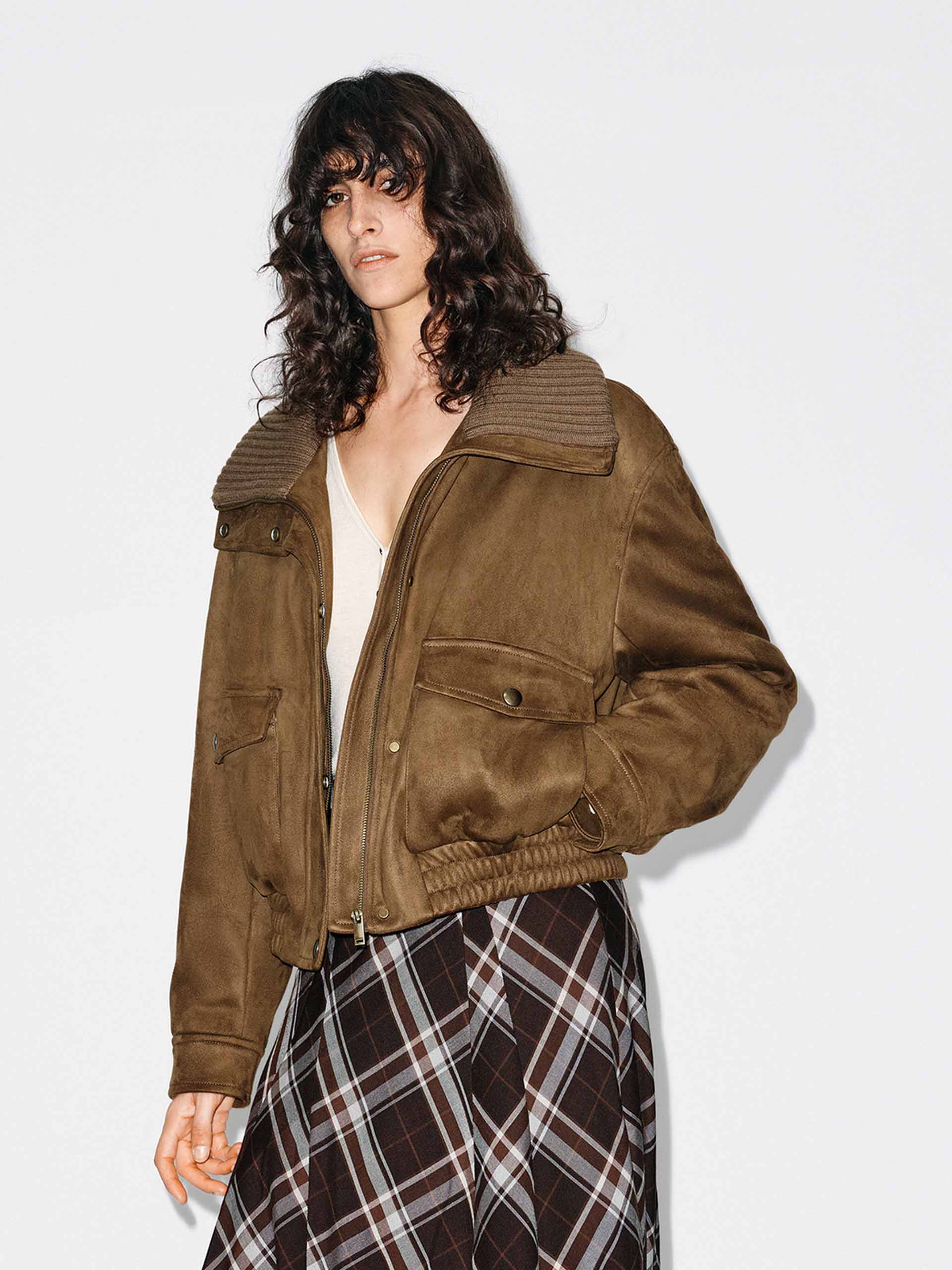 Cropped Zipper Down Jacket