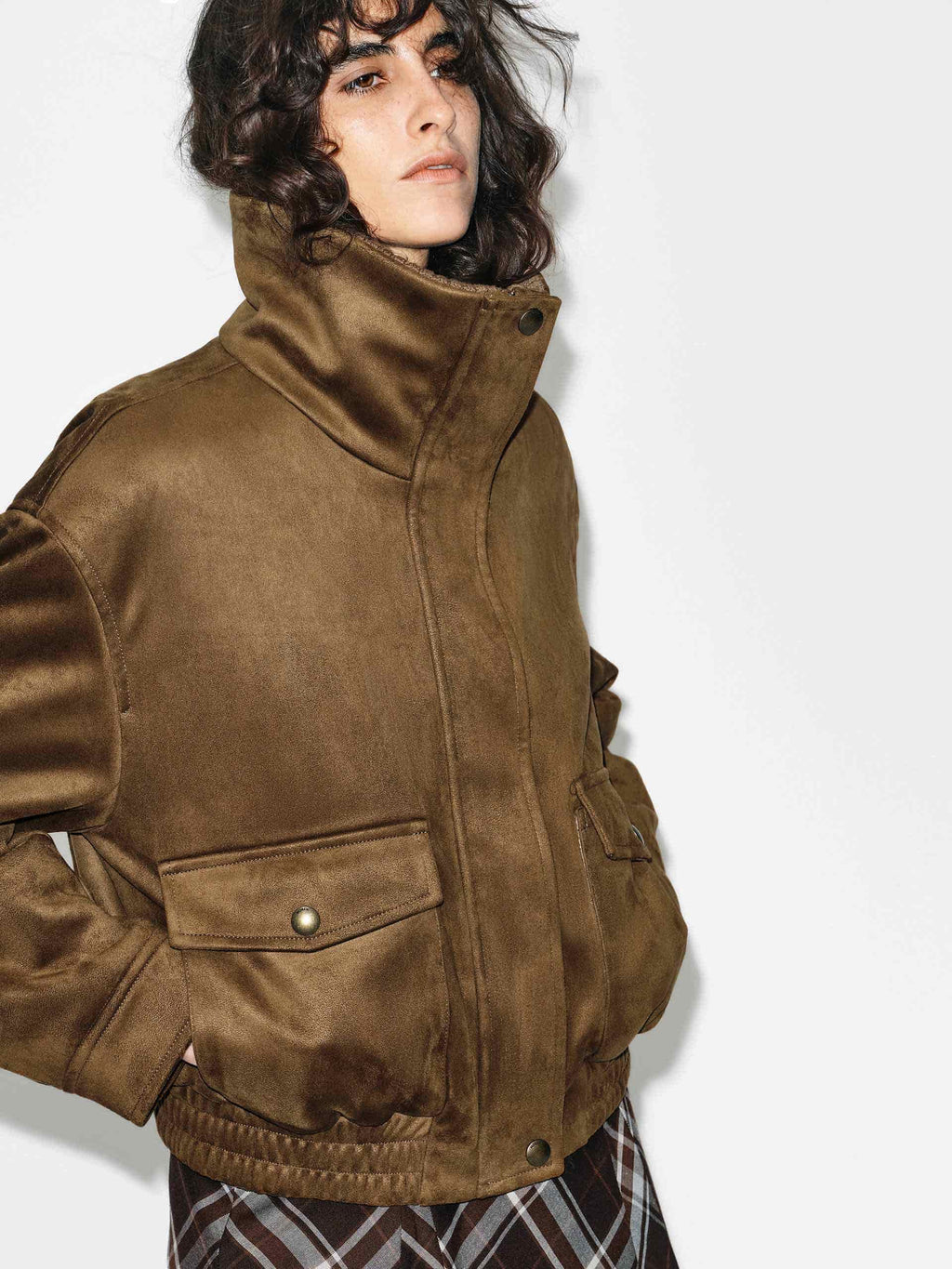 Cropped Zipper Down Jacket