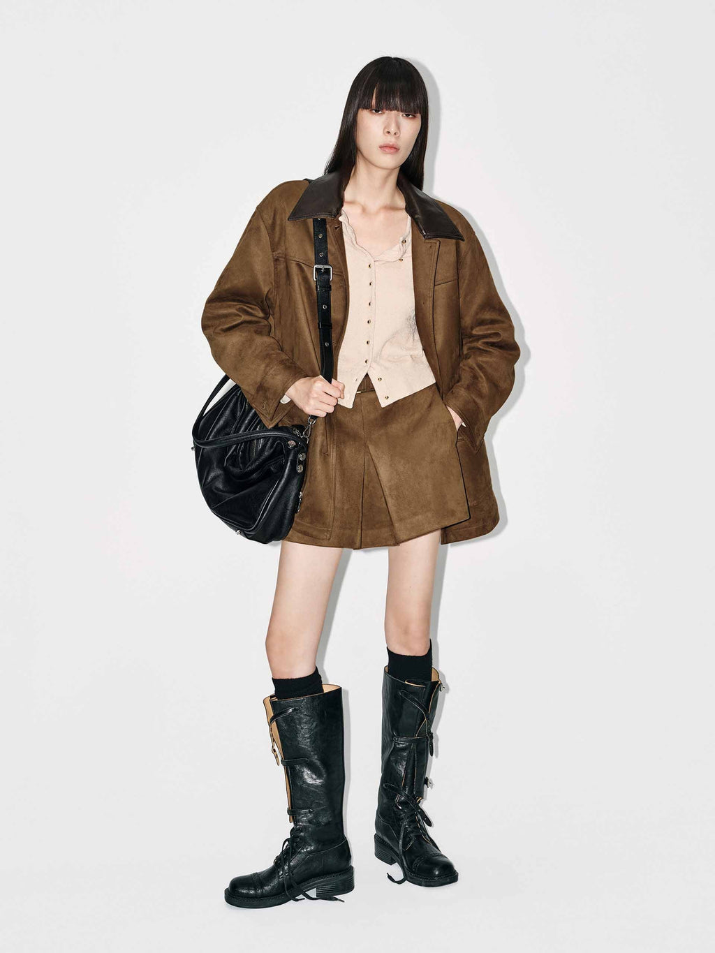 Leather Collar Down Jacket