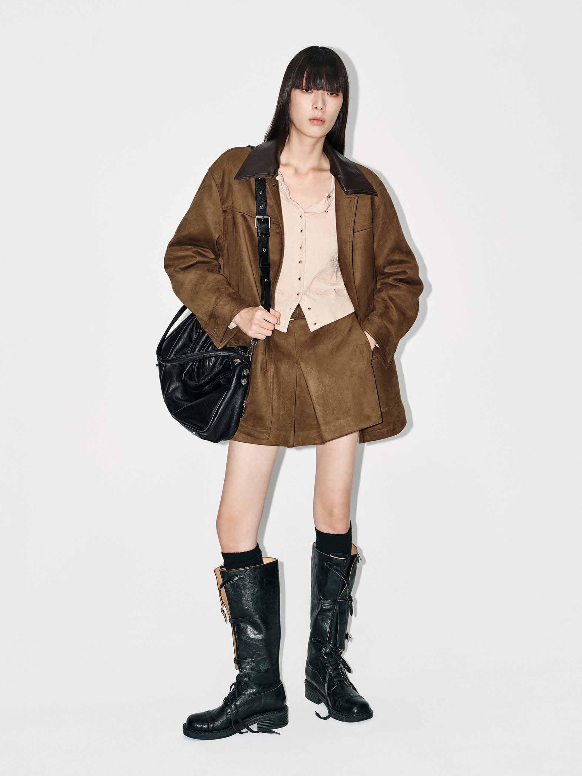 Leather Collar Down Jacket