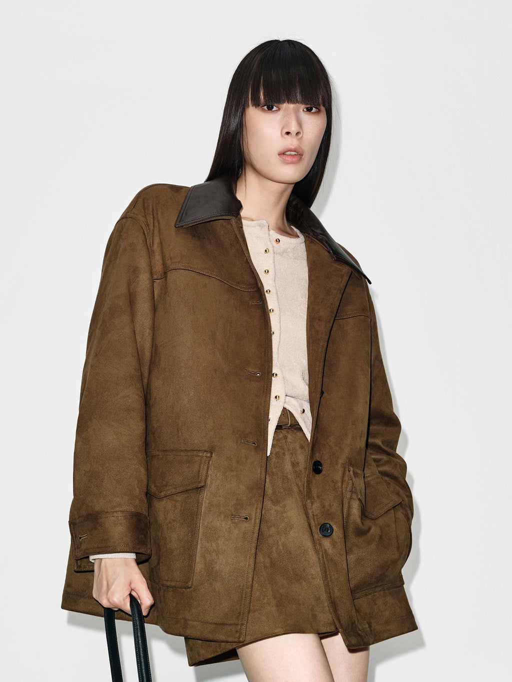 Leather Collar Down Jacket