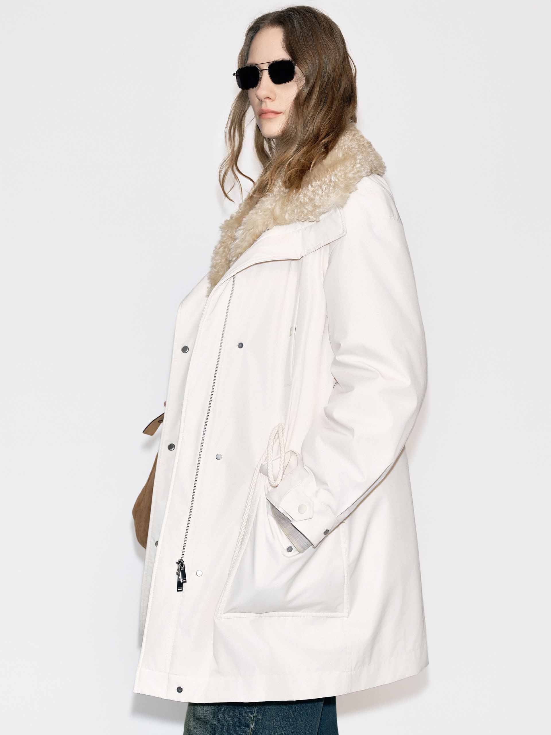 Fur Collar Drawstring Down Jacket