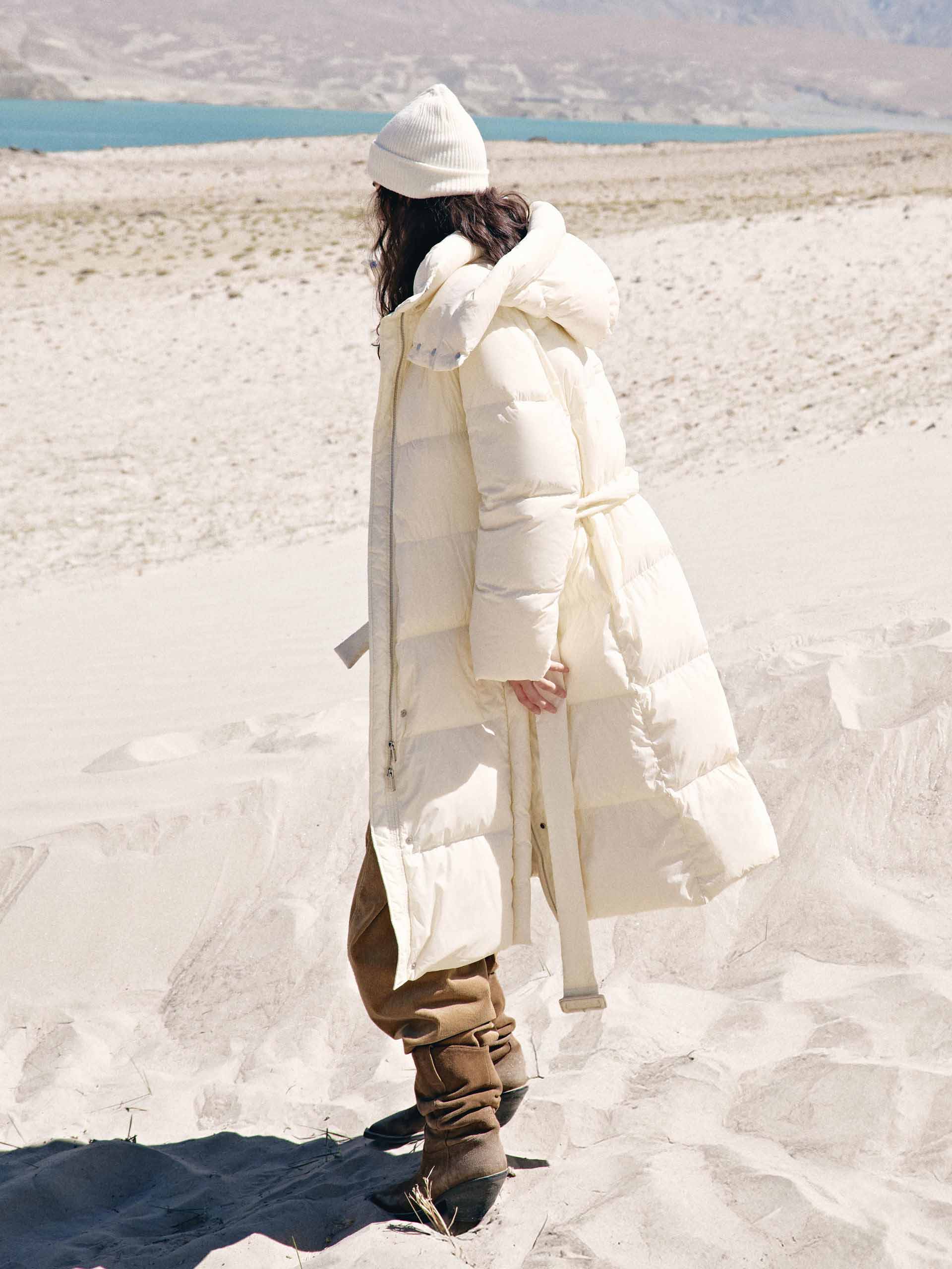 With Belt Longline Down Jacket