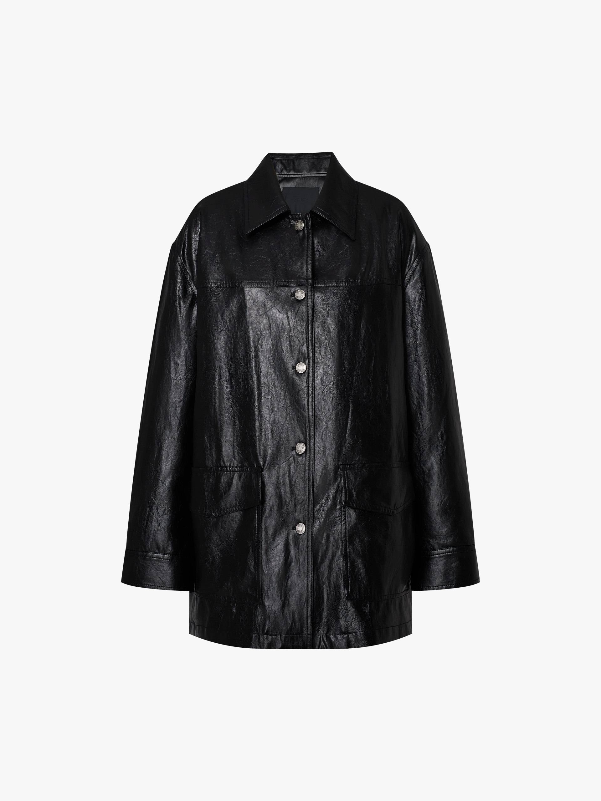 Button Leather Down Jacket