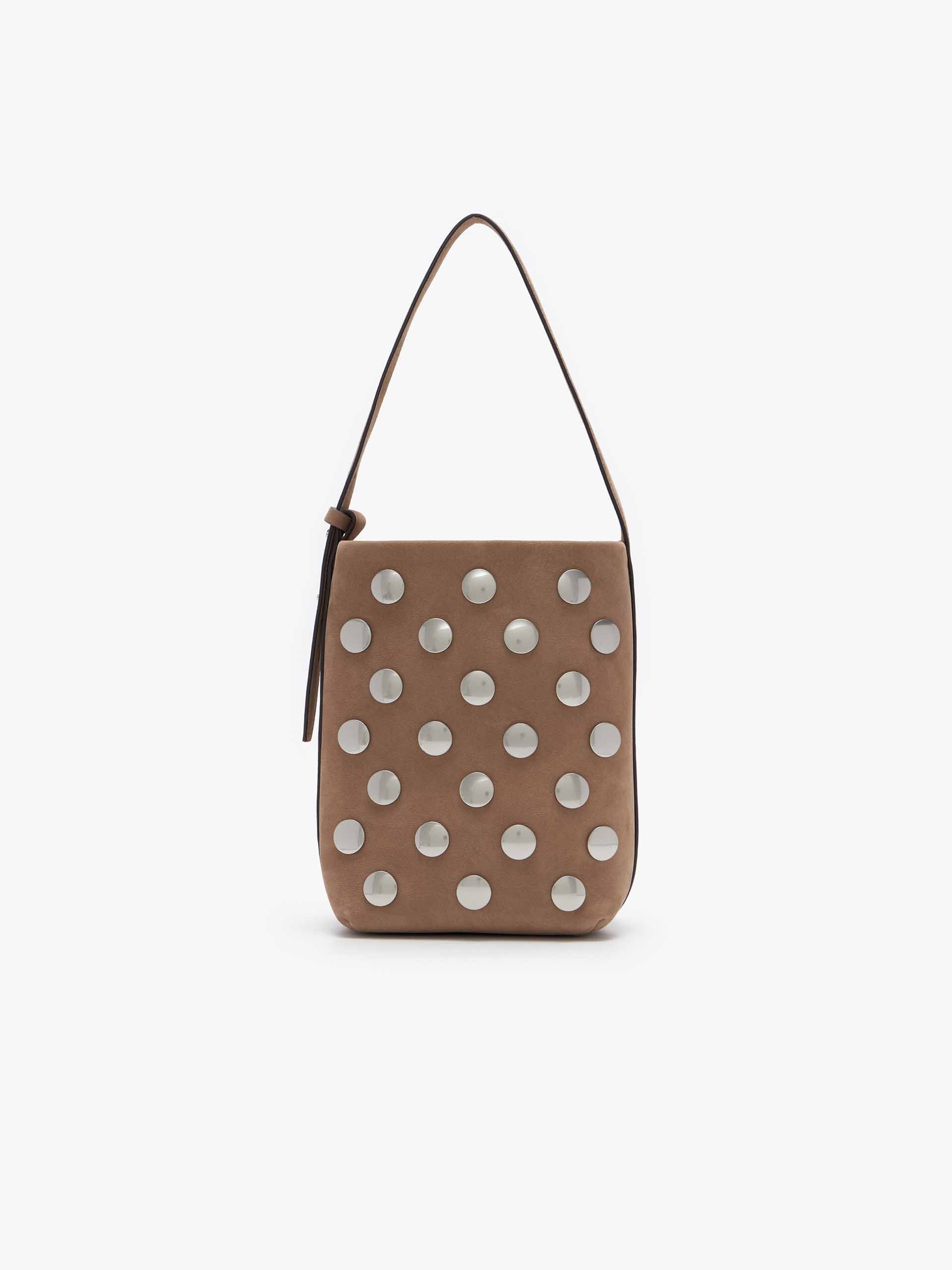 Studs Leather Bucket Bag