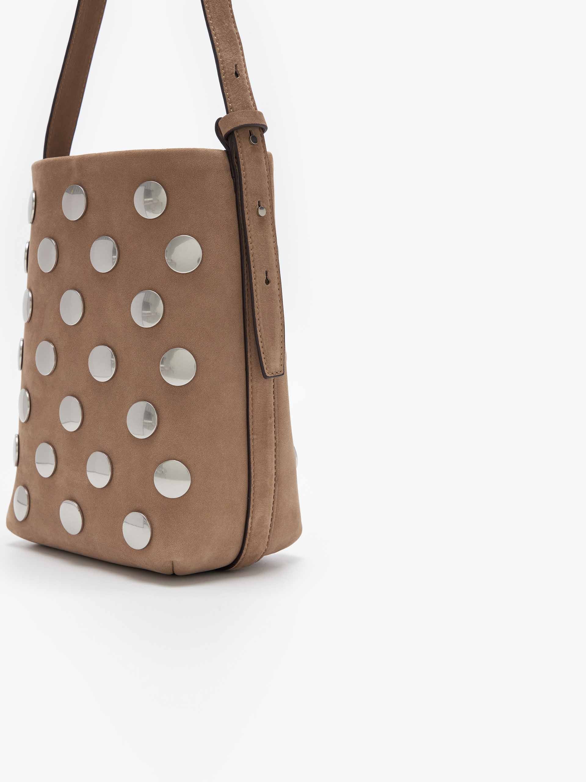 Studs Leather Bucket Bag