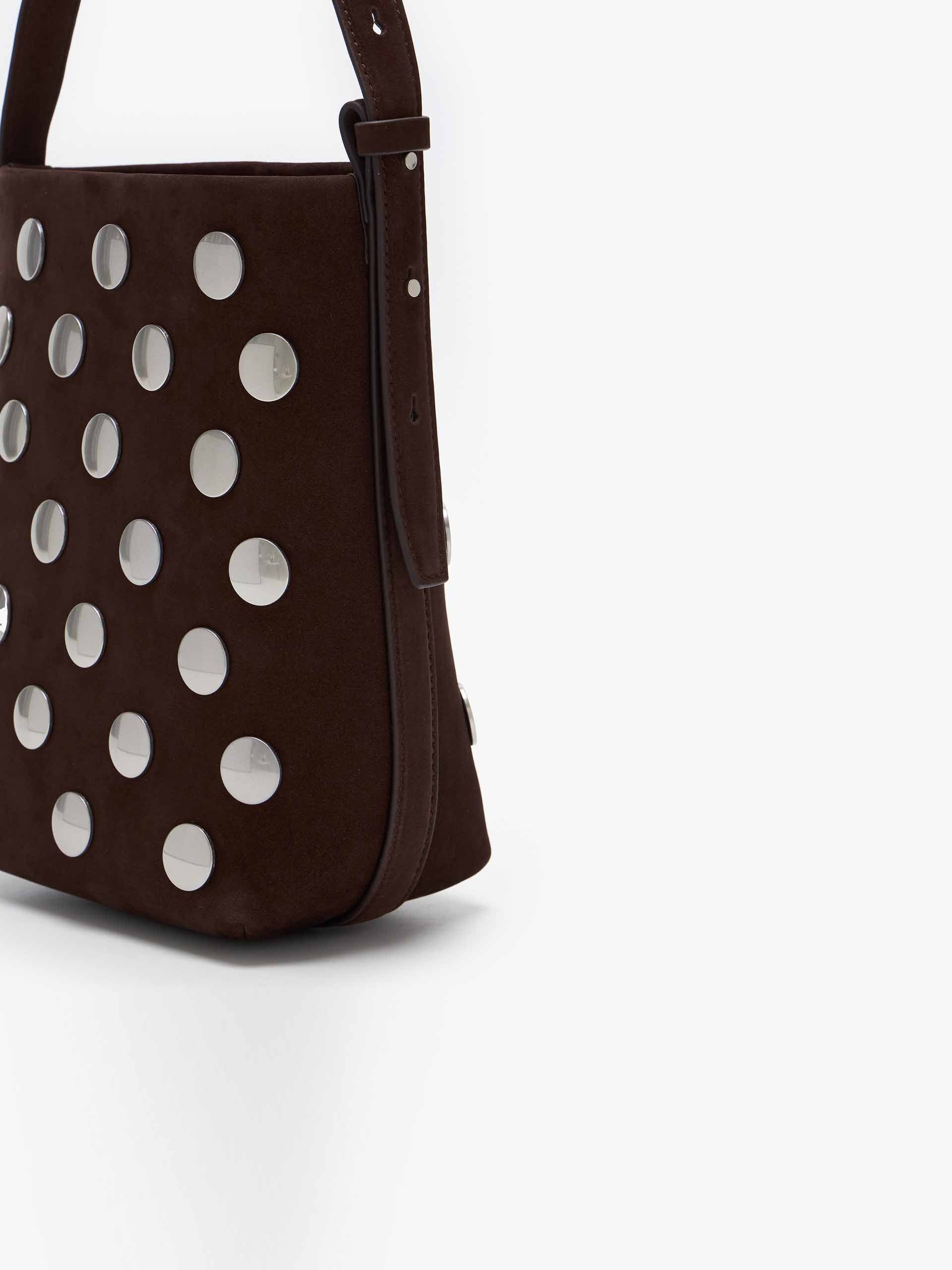 Studs Leather Bucket Bag