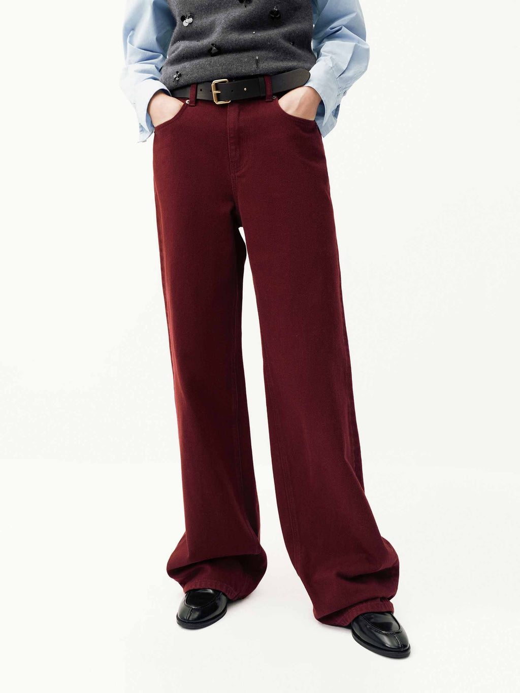 Pure Cotton Burgundy Jeans