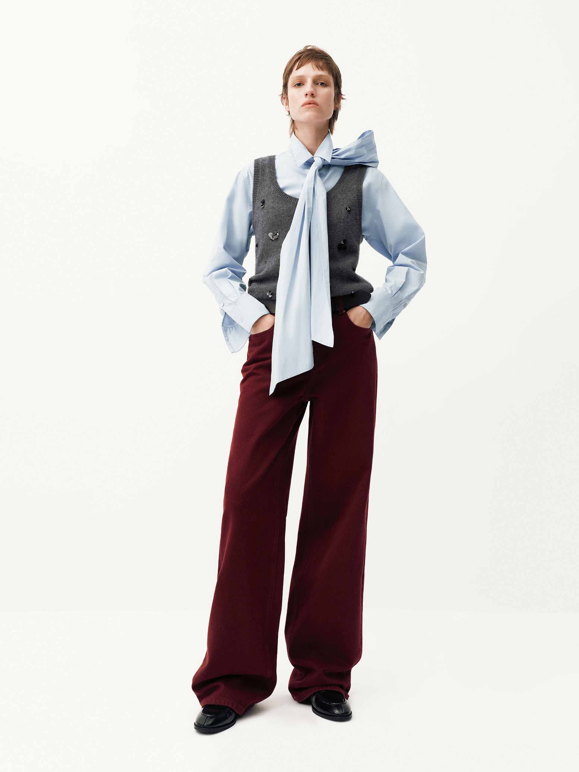 Pure Cotton Burgundy Jeans