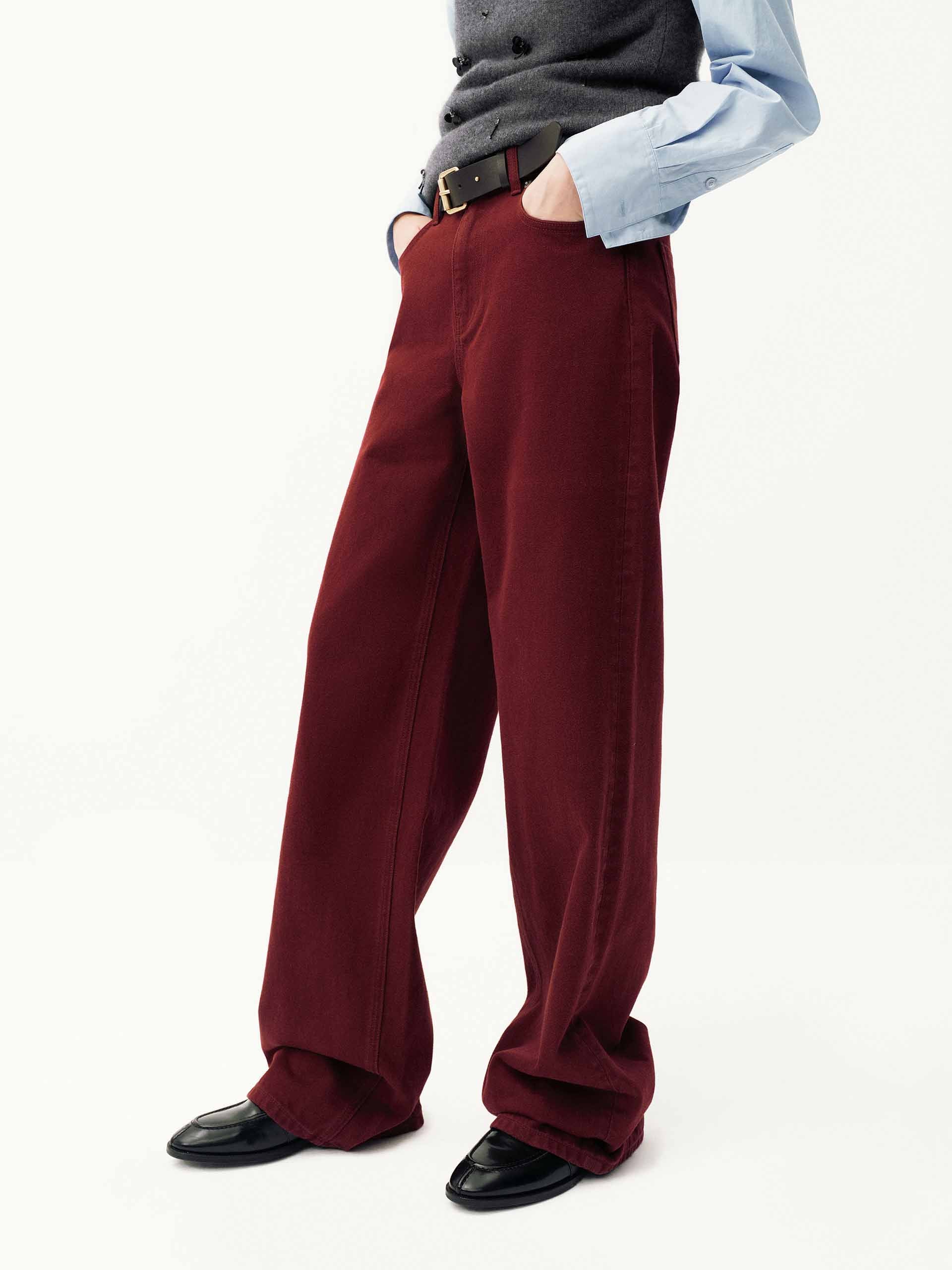 Pure Cotton Burgundy Jeans