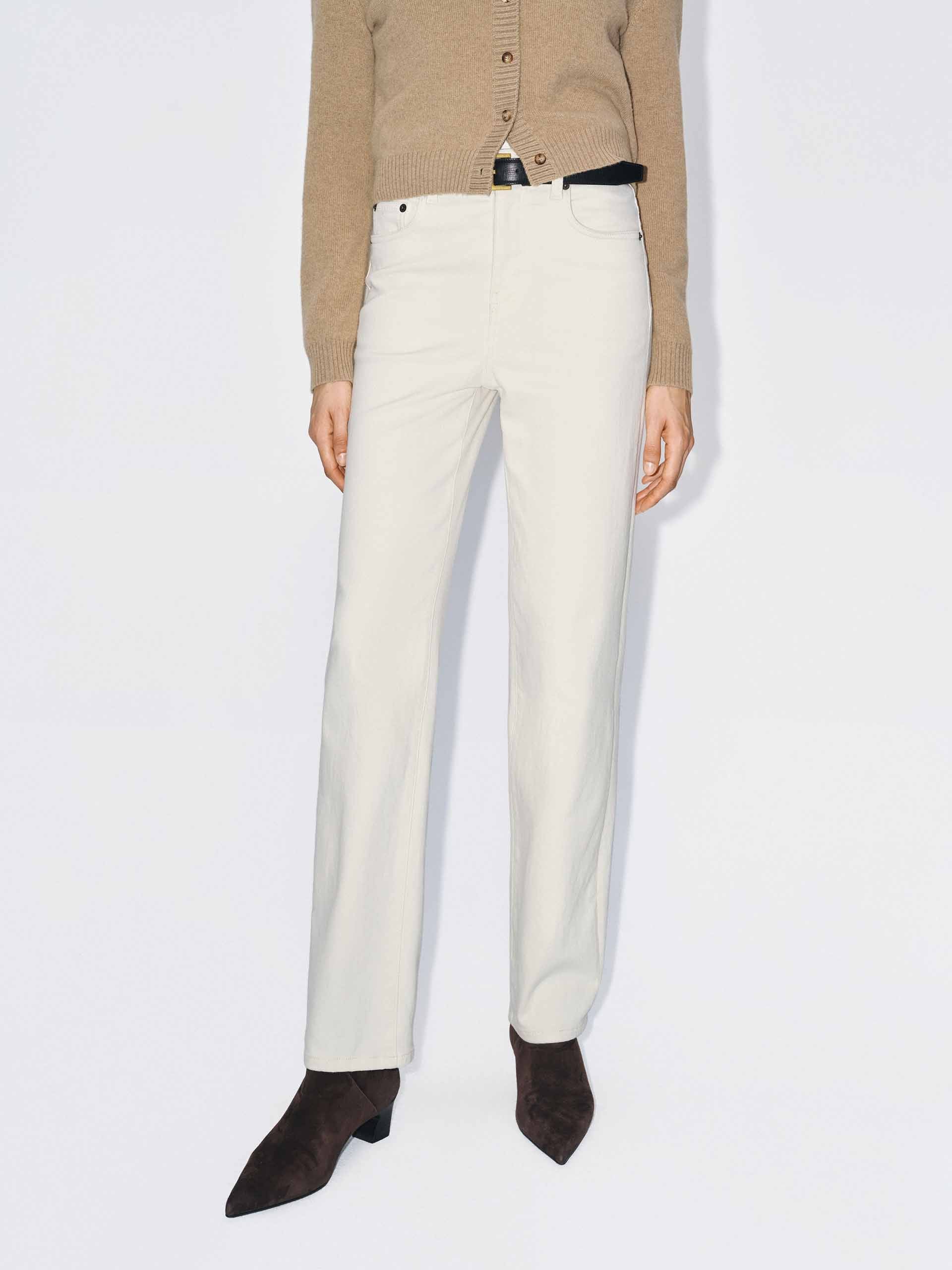 White Tapered Ankle Jeans
