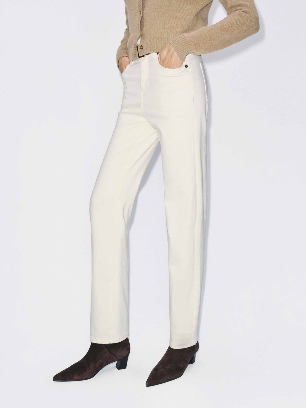 White Tapered Ankle Jeans