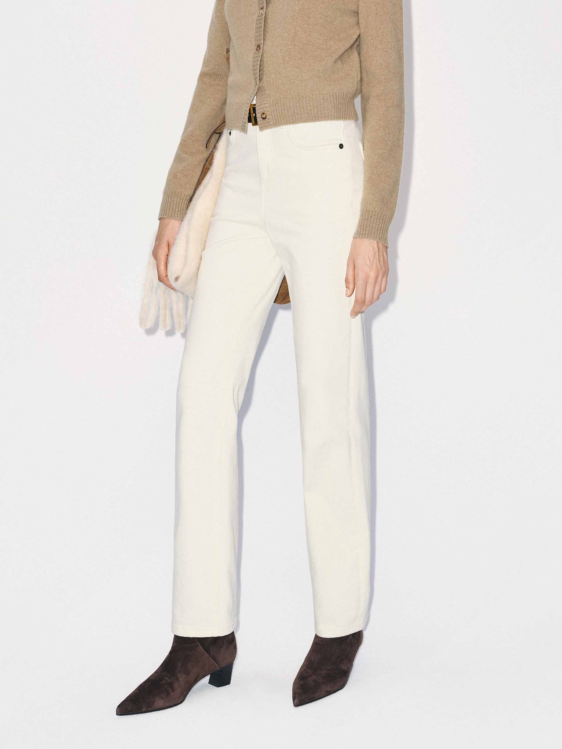 White Tapered Ankle Jeans