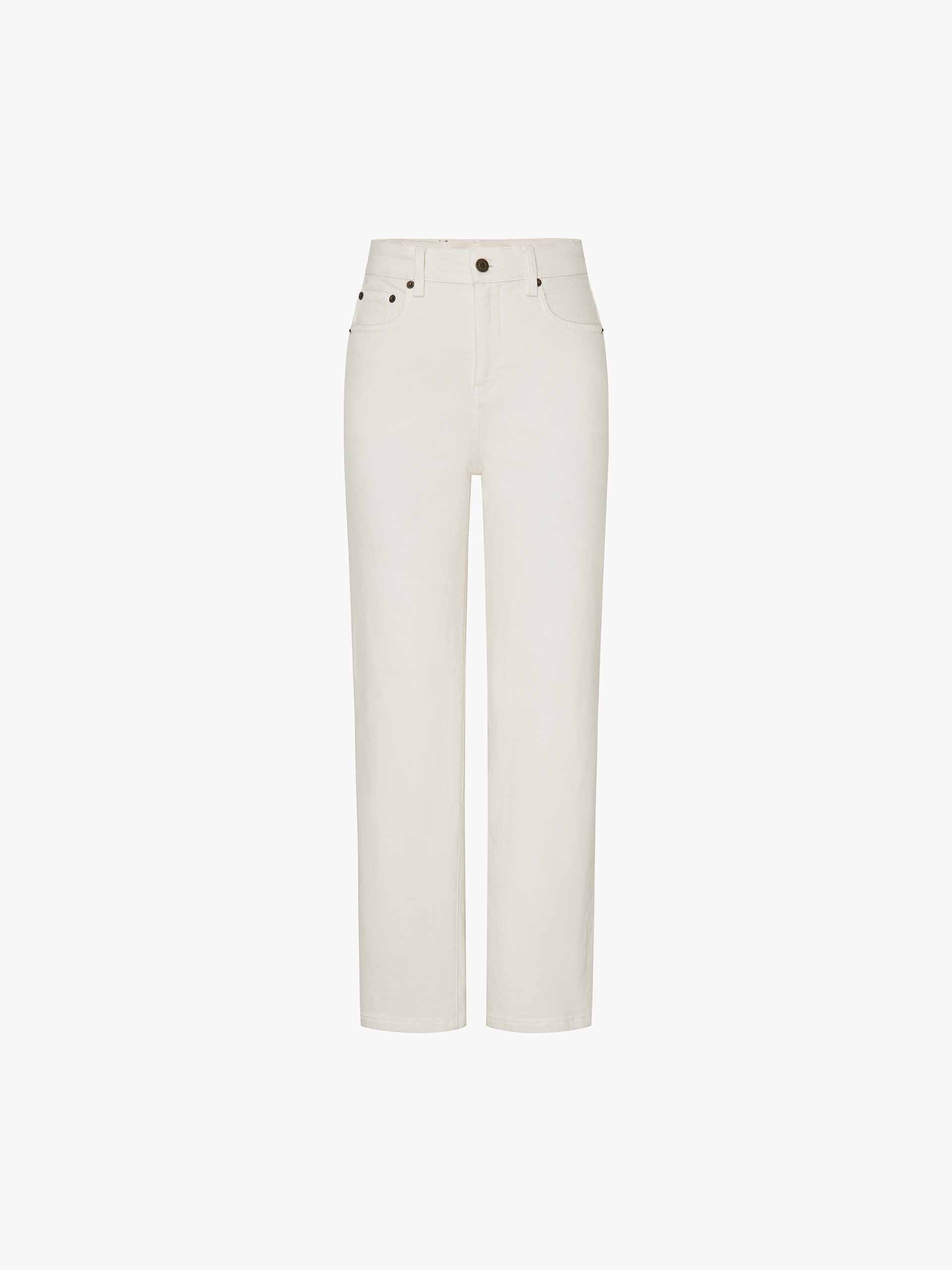 White Tapered Ankle Jeans