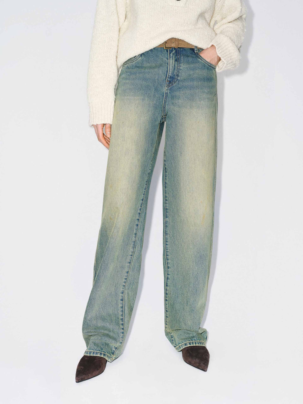 Cotton Faded Distressed Jeans