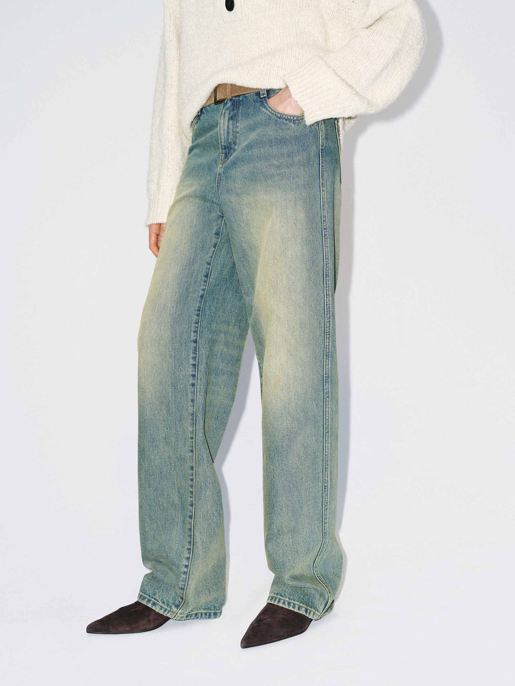 Cotton Faded Distressed Jeans