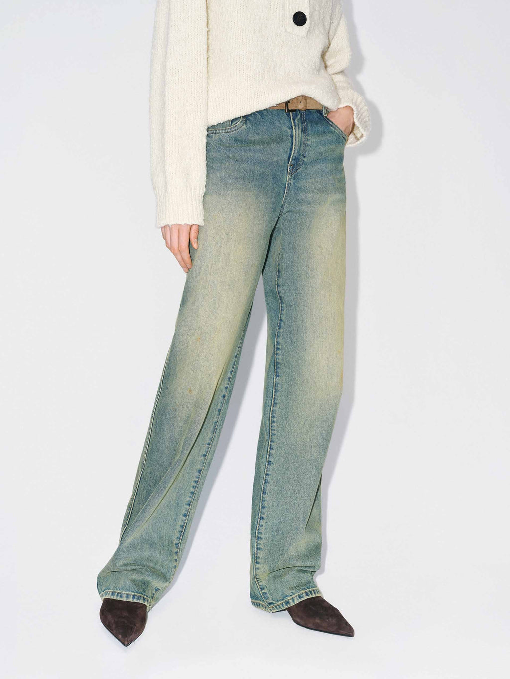 Cotton Faded Distressed Jeans