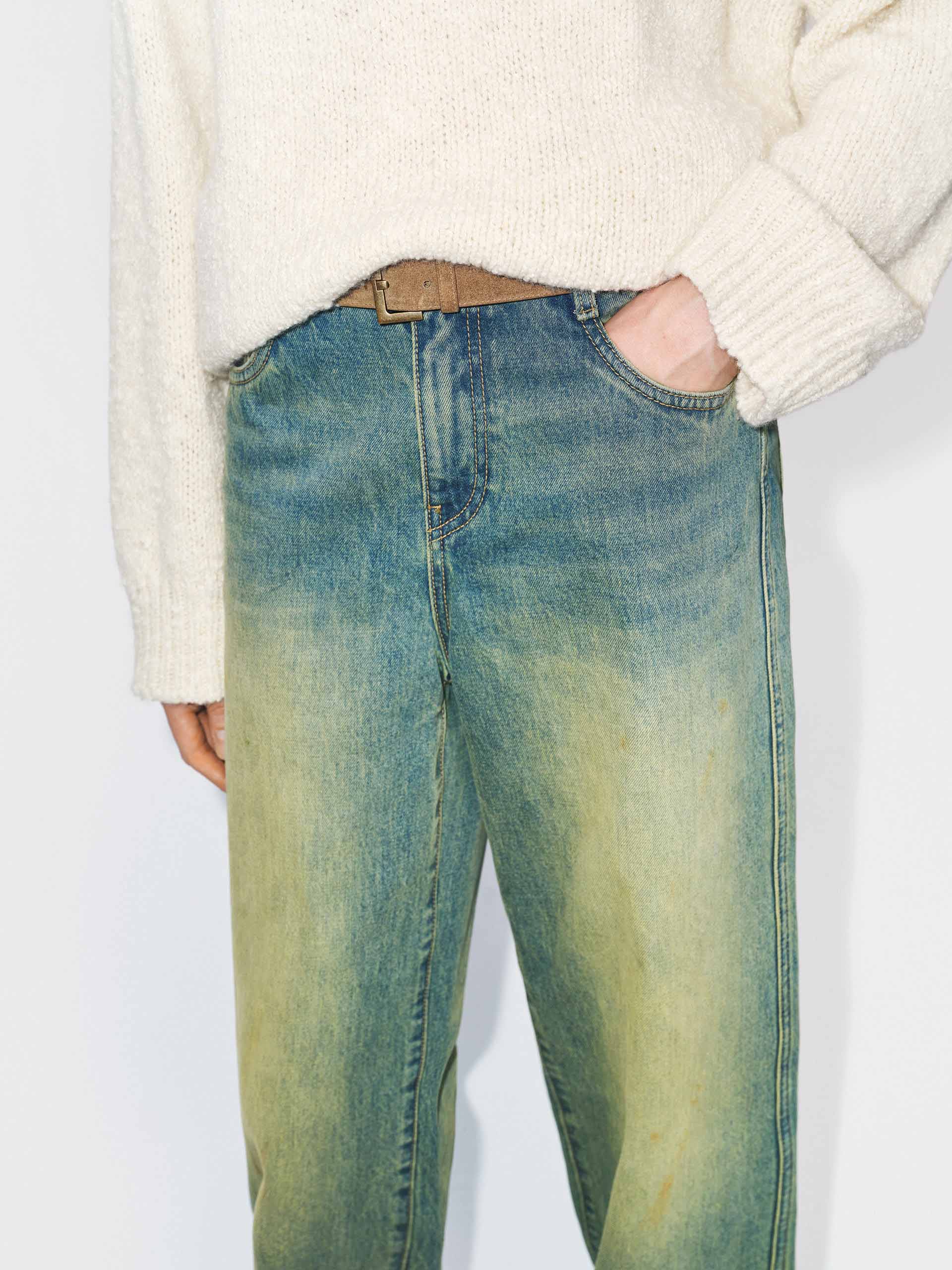 Cotton Faded Distressed Jeans