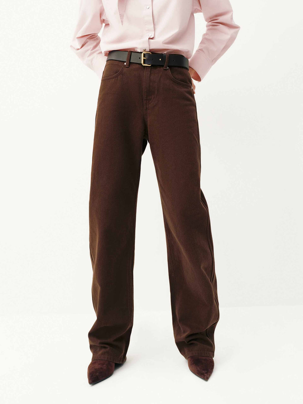 Barrel Leg Brown Jeans