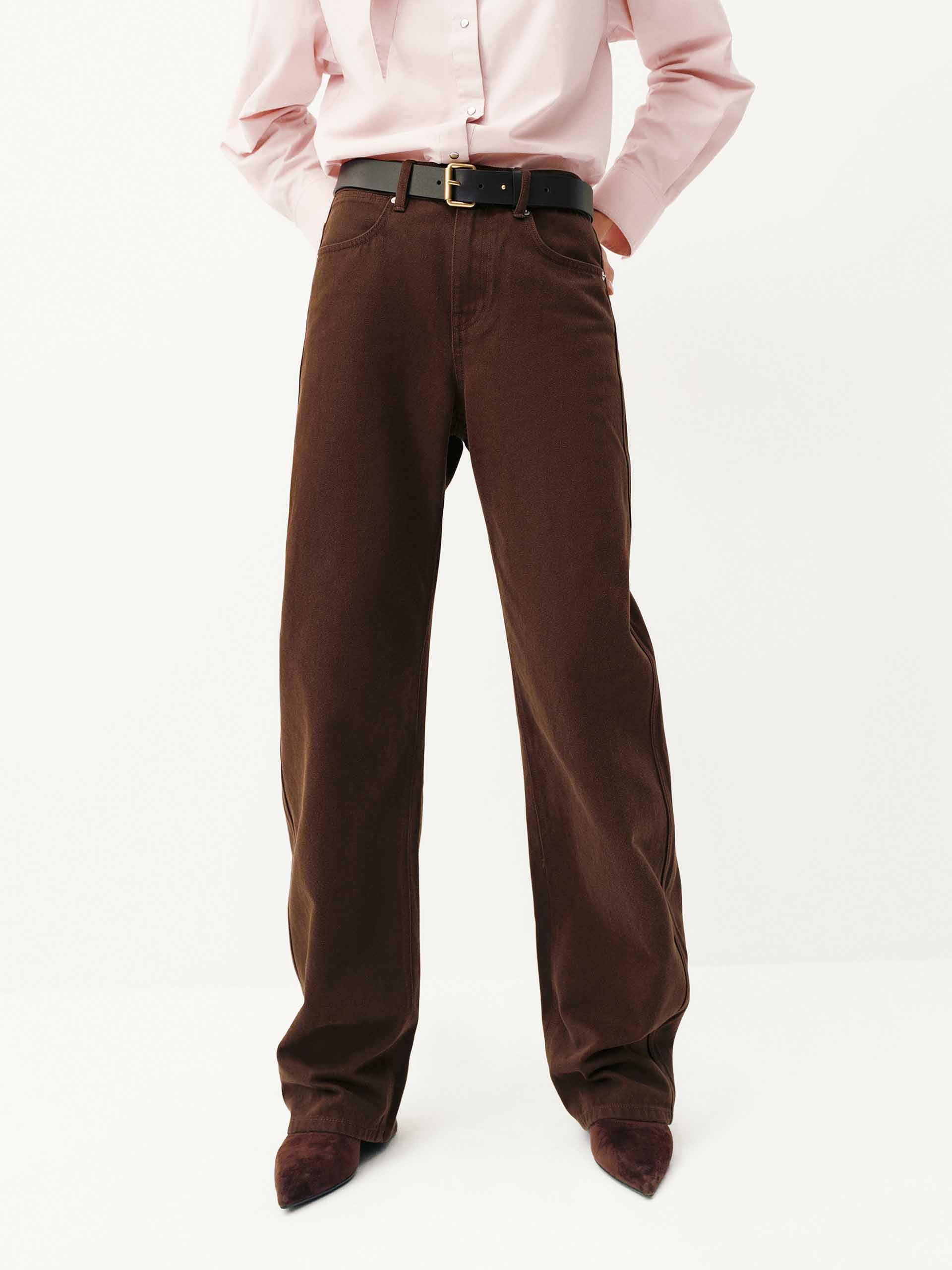 Barrel Leg Brown Jeans