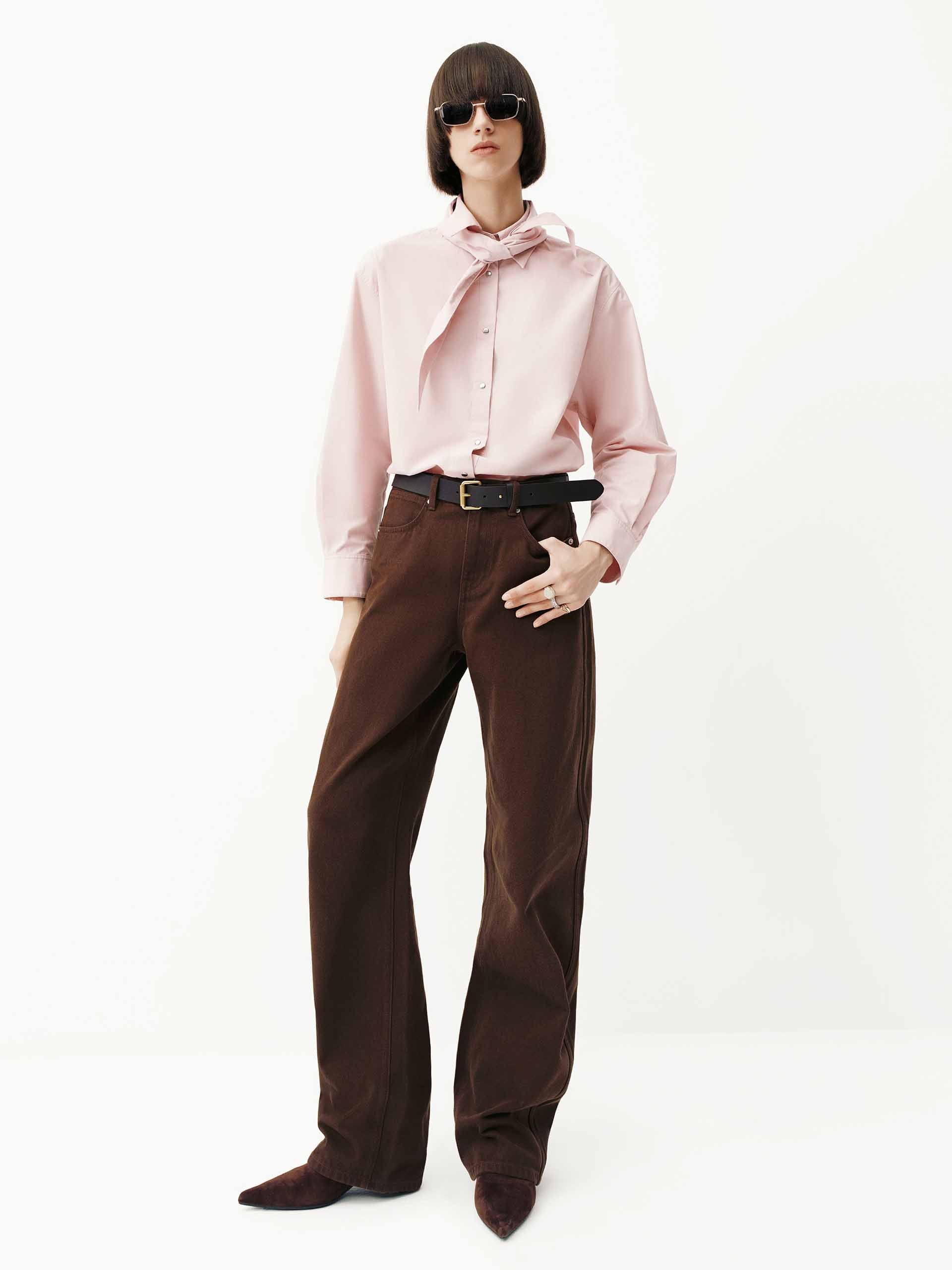 Barrel Leg Brown Jeans
