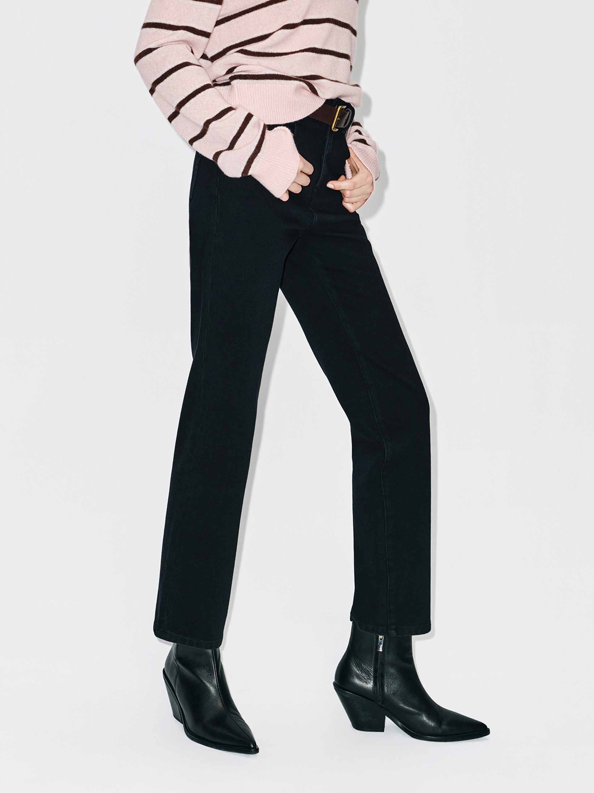 Black Tapered Ankle Jeans