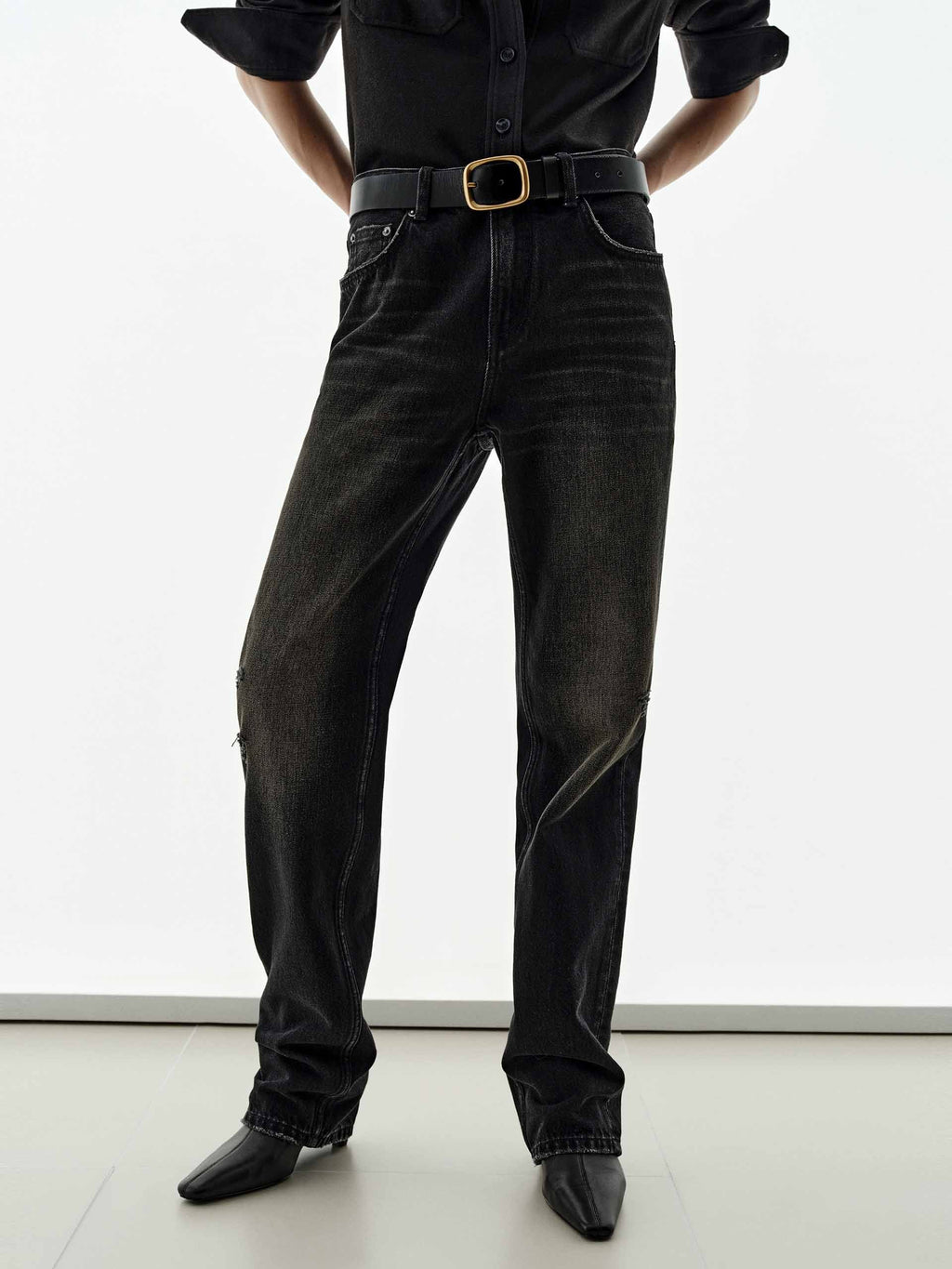 Whisker Effect Ripped Jeans