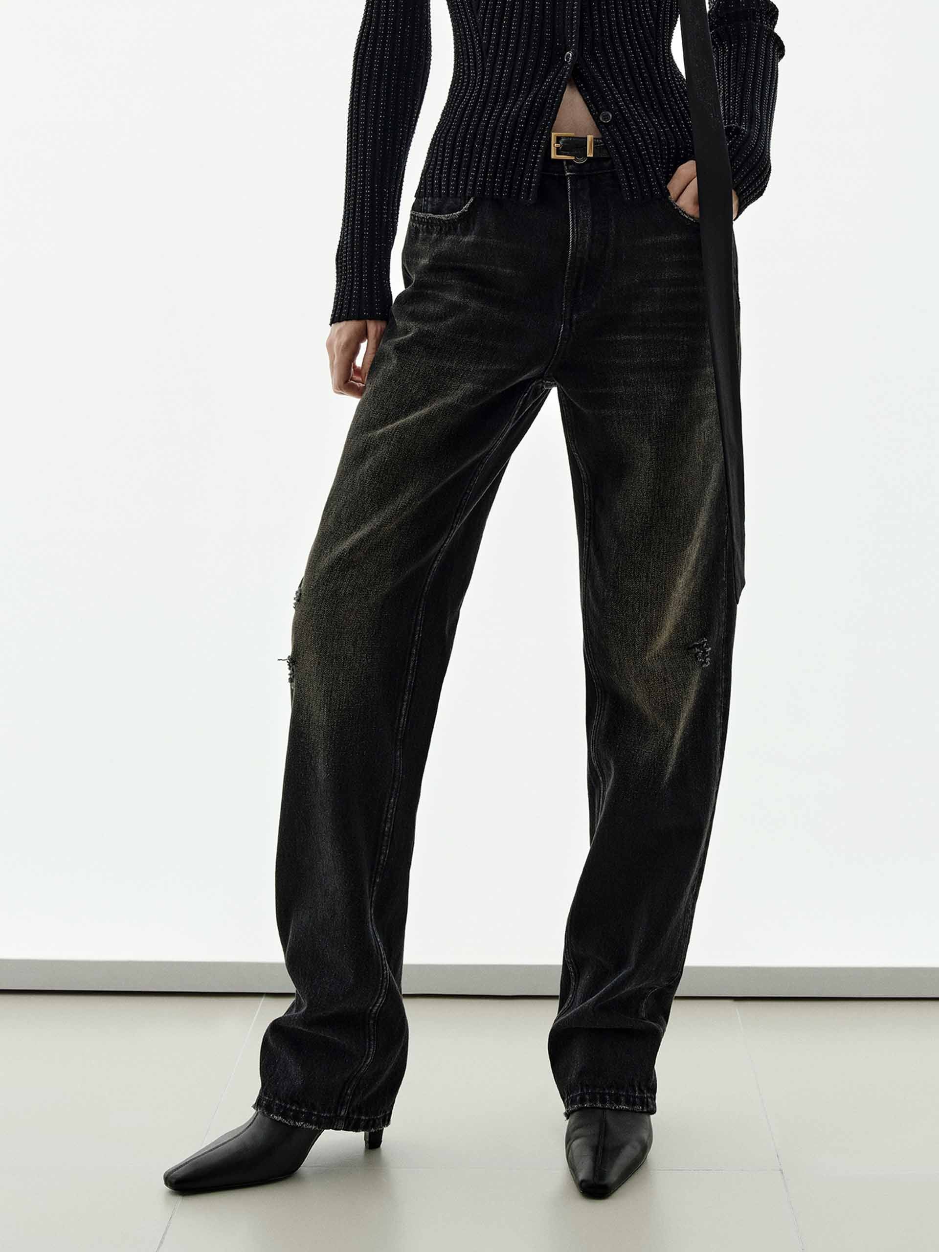 Whisker Effect Ripped Jeans