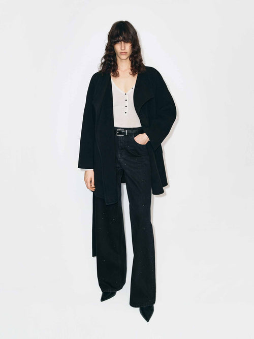 Black Rhinestone Straight Jeans
