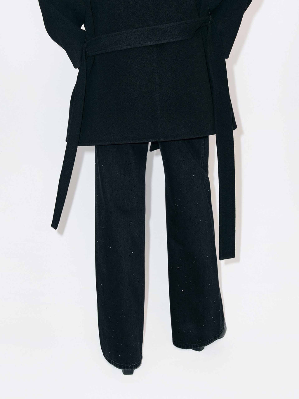 Black Rhinestone Straight Jeans