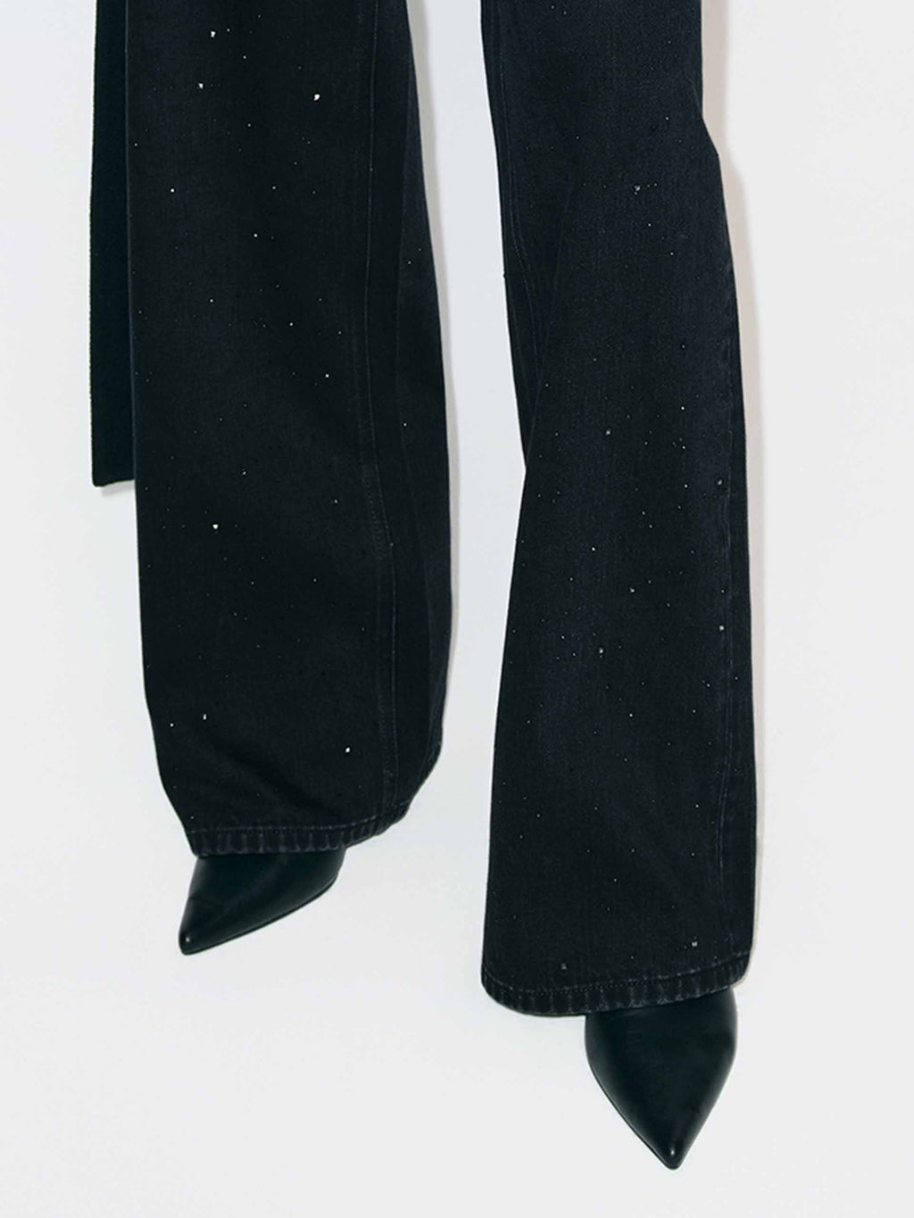 Black Rhinestone Straight Jeans