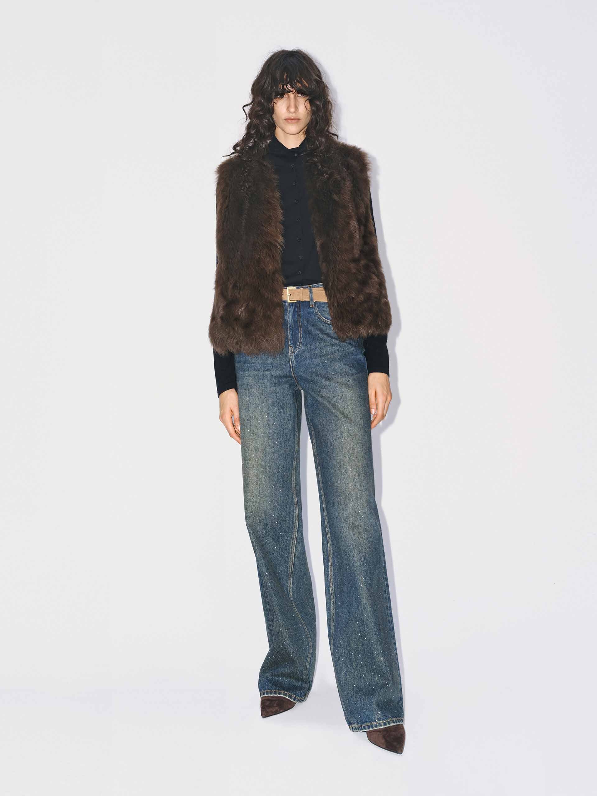 Hotfix Rhinestone Cotton Jeans