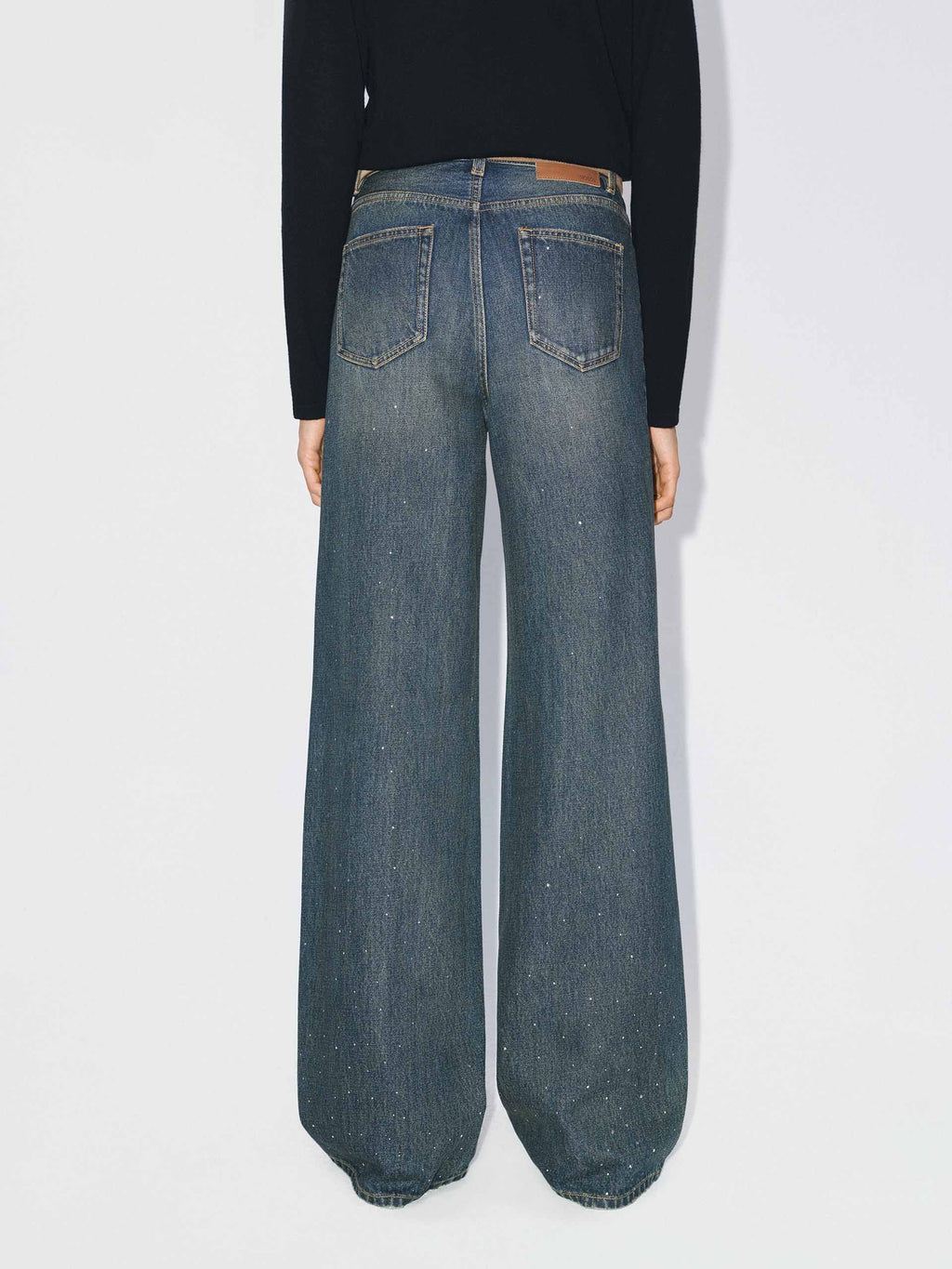 Hotfix Rhinestone Cotton Jeans