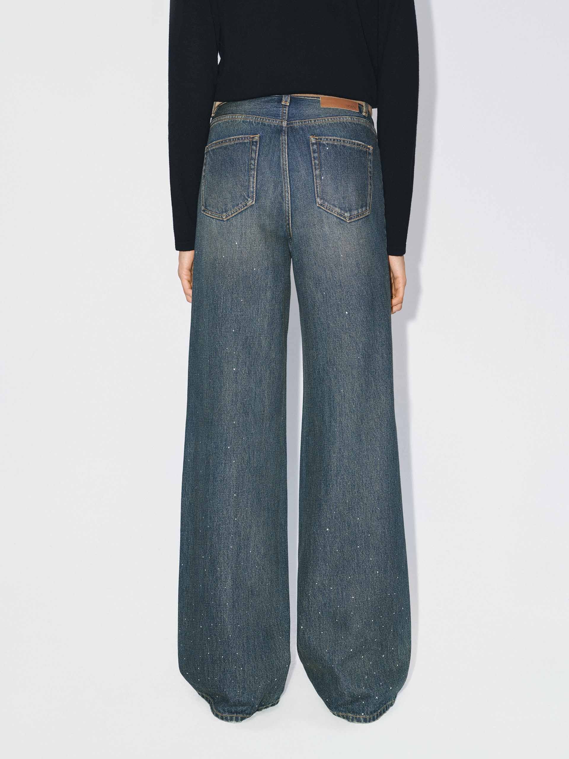 Hotfix Rhinestone Cotton Jeans